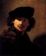 Rembrandt Peale Self portrait with Velvet Beret and Furred Mantel oil painting reproduction